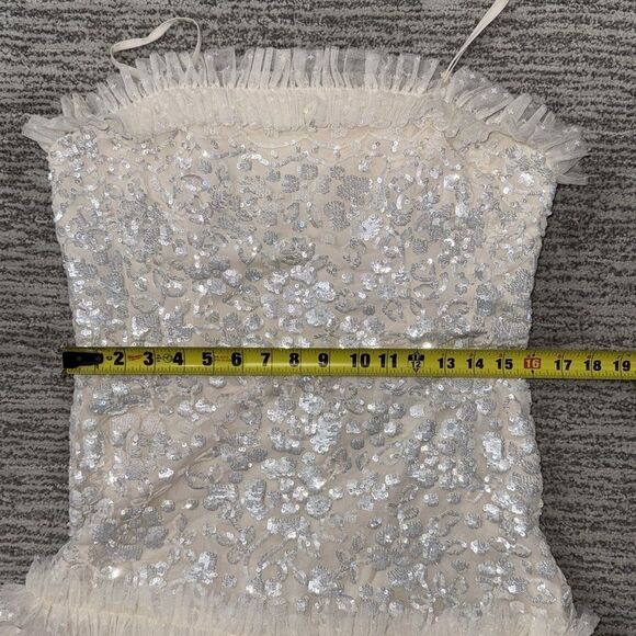 NWT Needle & Thread Regal Rose Gloss Strapless Micro Mini Dress Champagne Size14 - Picture 9 of 14